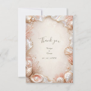 Luxe Pearl Seashell Wedding glamour Romance Thank You Card
