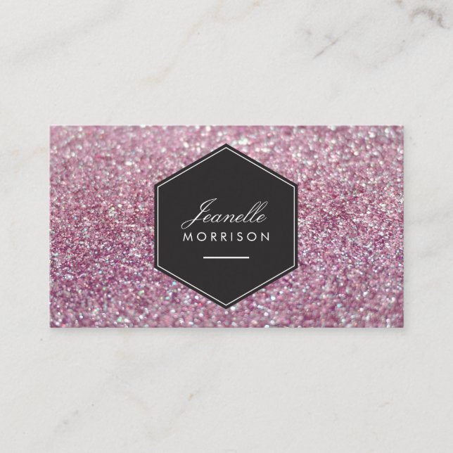 Luxe Pink Glitter Beauty Business Card (Front)