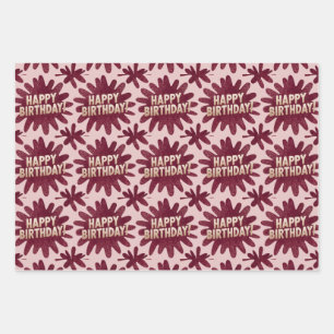 Luxe Pink Happy Birthday Wrapping Paper Set