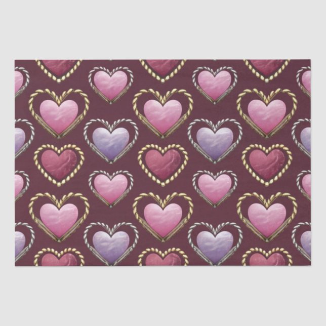 Luxe Pink Hearts Tissue Paper Set (Front)