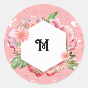 Luxe pink hearts vibrant romantic wallpaper classic round sticker