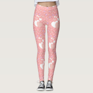 Luxe pink hearts vibrant romantic wallpaper leggings