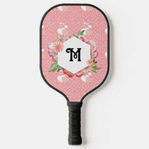Luxe pink hearts vibrant romantic wallpaper pickleball paddle