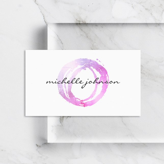 Luxe Pink Painted Circle Designer Logo Business Card (Creator Uploaded)