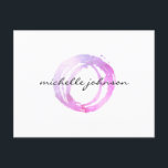 Luxe Pink Painted Circle Designer Logo Postcard<br><div class="desc">An organic painted circle in pink and purple hues becomes a luxe logo on this designer postcard template with the addition of your name or business name in a chic type treatment. These postcards are great to send as thank you cards to customers, for announcements, or personal greetings. Original artwork...</div>