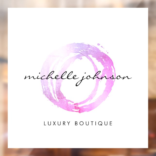 Luxe Pink Painted Circle Designer Logo Window Cling (Sheet 2)