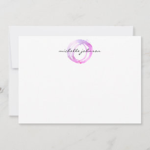 Luxe Pink Painted Circle Flat Notecard