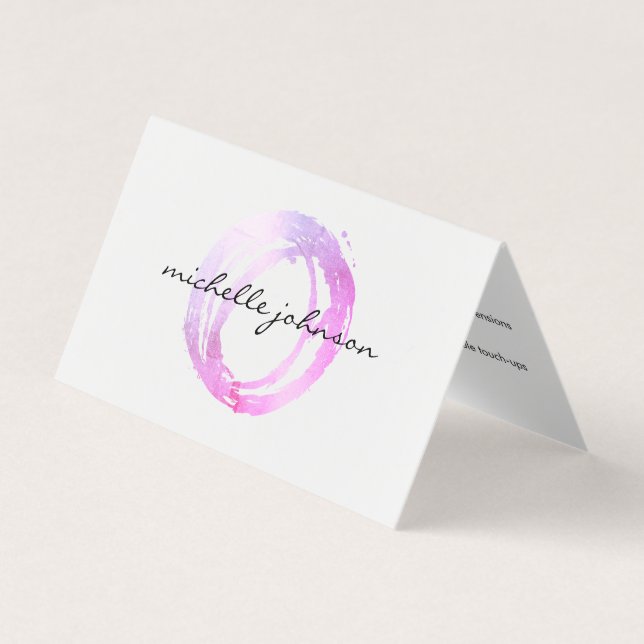 Luxe Pink Painted Circle Salon Aftercare Card (Front)