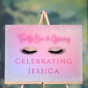 Luxe Pink Twenty One & Glowing 21st Birthday  Acrylic Sign