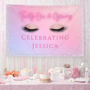Luxe Pink Twenty One & Glowing 21st Birthday Banner