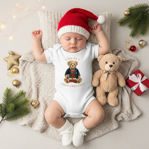 Luxe Preppy Plaid Teddy Bear 1st Christmas Baby Bodysuit