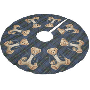 Luxe Preppy Plaid Teddy Bear Brushed Polyester Tree Skirt