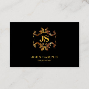 Luxe Professional Elegant Black Gold Classic Look Business Card