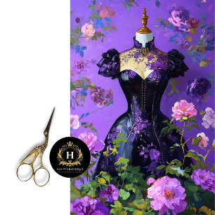 Luxe Purple Corset Dress Form Floral Decoupage Tissue Paper