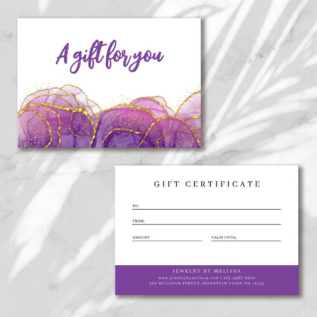 Luxe Purple Gold Business Gift Certificate (Creator Uploaded)