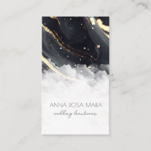 *~* Luxe QR Agate Black Gold White Glam AP66 Business Card