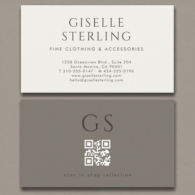 Luxe QR Code Luxury Boutique Fashion  Business Card (Creator Uploaded)