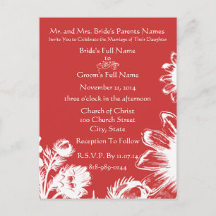 Luxe Radiance Coral Pink Floral Budget Friendly Invitation Postcard
