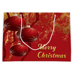 Luxe red and gold Christmas Ornaments Large Gift Bag