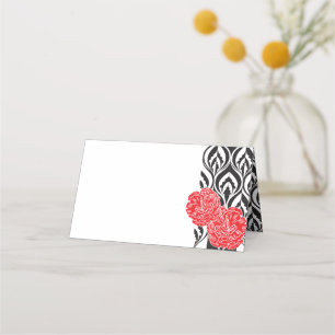 Luxe red carnation graphic guest place cards