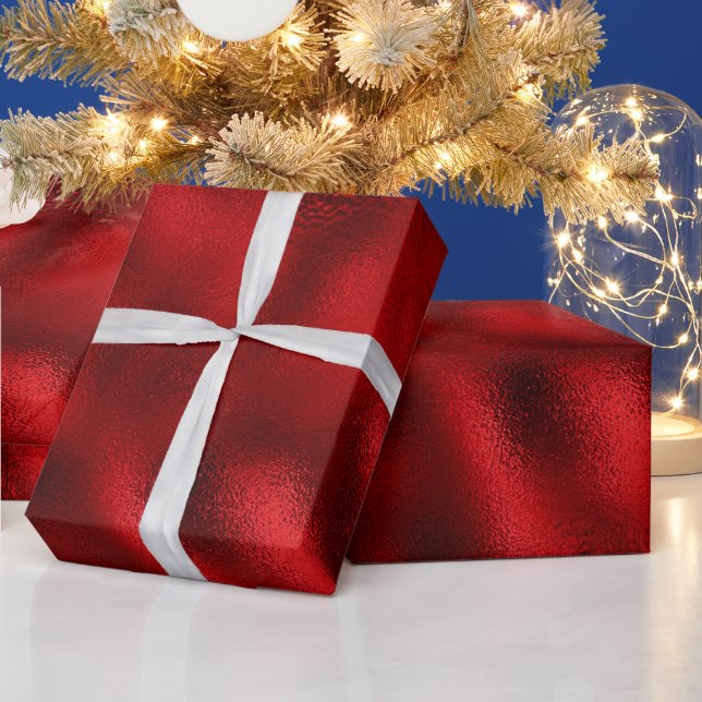 Luxe Red Faux Foil Wrapping Paper (Holidays)