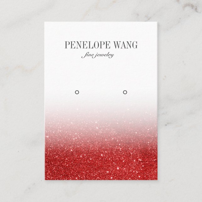 Luxe Red Glitter Ombre Jewellery  Earring display Business Card (Front)