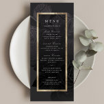 Luxe rose black gold vintage botanical wedding menu<br><div class="desc">Bold faux gilded gold frame surrounded by vintage botanical floral in subtle black and grey,  elegant and luxury. for modern classic wedding,  vintage wedding and luxury wedding. 
See all the matching pieces in the collection.</div>