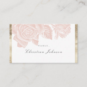 Luxe rose blush gold vintage botanical wedding place card