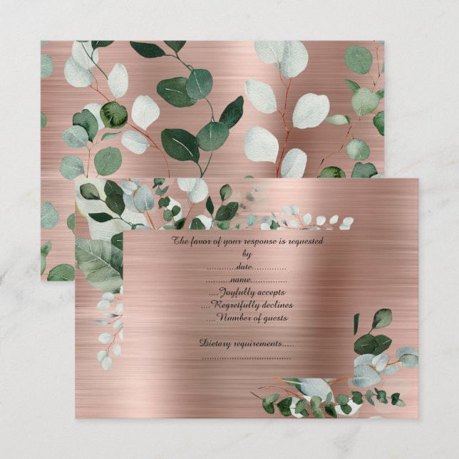 LUXE ROSE GOLD BOTANICAL RESPONSE CARD (Front/Back)