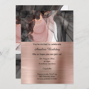 LUXE ROSE GOLD CHIFFON PARTY METALLIC INVITATION