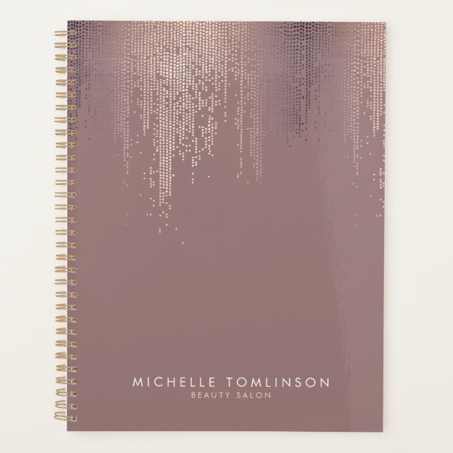 Luxe Rose Gold Confetti Rain Appointment Book Planner (Front)