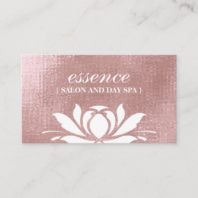 Luxe Rose Gold Lotus Flower Business Cards (Front)