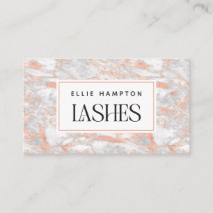 Luxe Rose Gold Marble Beauty Lashes Business Card