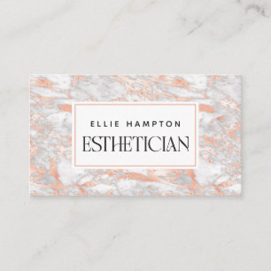 Luxe Rose Gold Pink Marble Beauty Aesthetician  Business Card