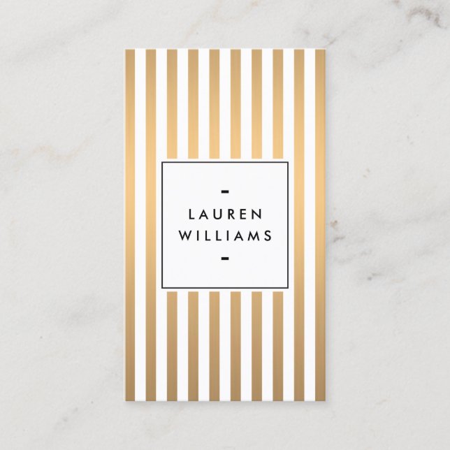 Luxe Rose Gold Stripes Boutique, Fashion, Beauty Business Card (Front)