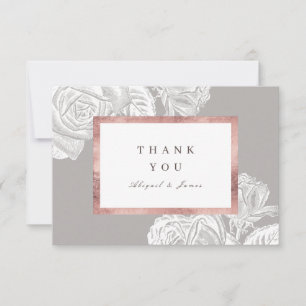 Luxe rose gold vintage botanical floral wedding thank you card