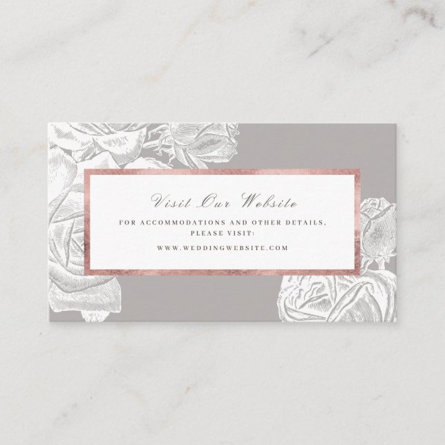 Luxe rose gold vintage rose website Insert card (Front)