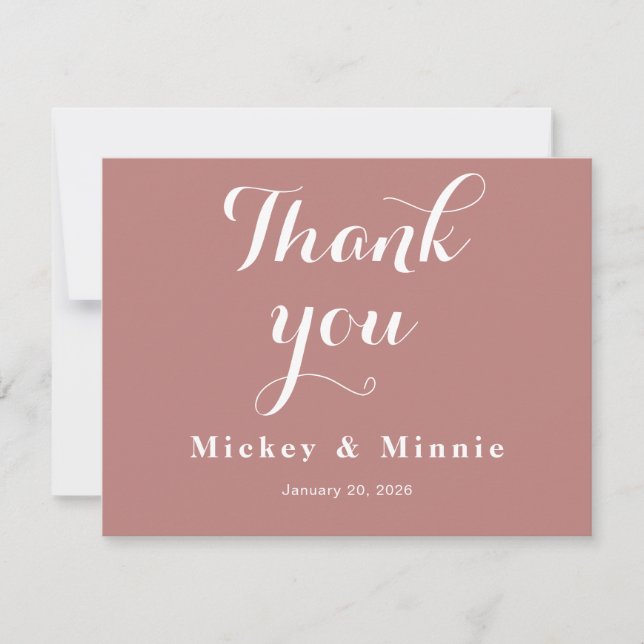 Luxe Rose Gold Wedding Thank You Note Card (Front)