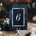 Luxe rose navy silver vintage botanical wedding table number<br><div class="desc">Bold faux silver frame surrounded by vintage botanical floral in dark moody navy colour,  chic and elegant. Great for modern classic wedding,  vintage wedding and luxury wedding in fall or winter. 
See all the matching pieces in the collection.</div>