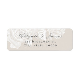 Luxe rose neutral vintage botanical return address