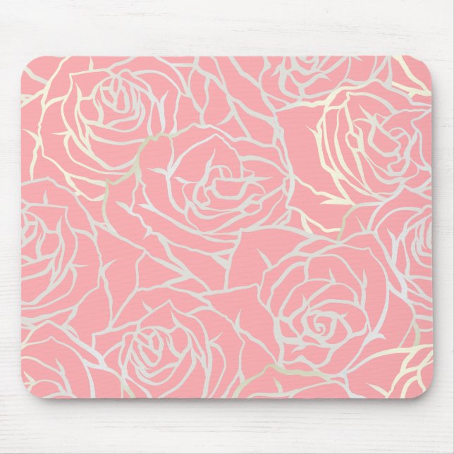 Luxe Rose Outline Mouse Mat (Front)
