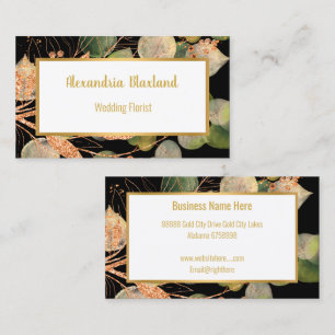 LUXE SAGE GREEN EUCALYPTUS GOLD BLACK  BUSINESS CARD