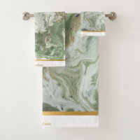 LUXE SAGE GREEN MARBLE TOWEL SET