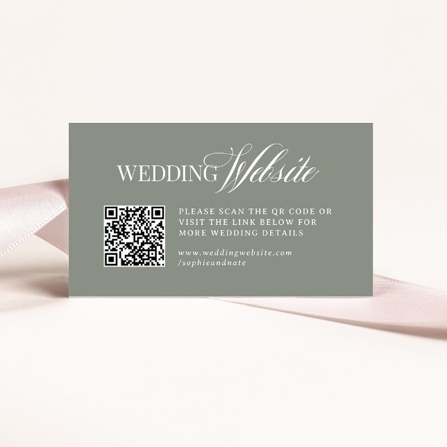 Luxe Sage Green | Wedding Website QR Code Enclosure Card (Creator Uploaded)