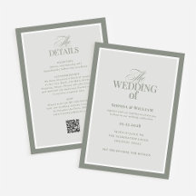 Luxe Sage Green with RSVP QR Code | Wedding