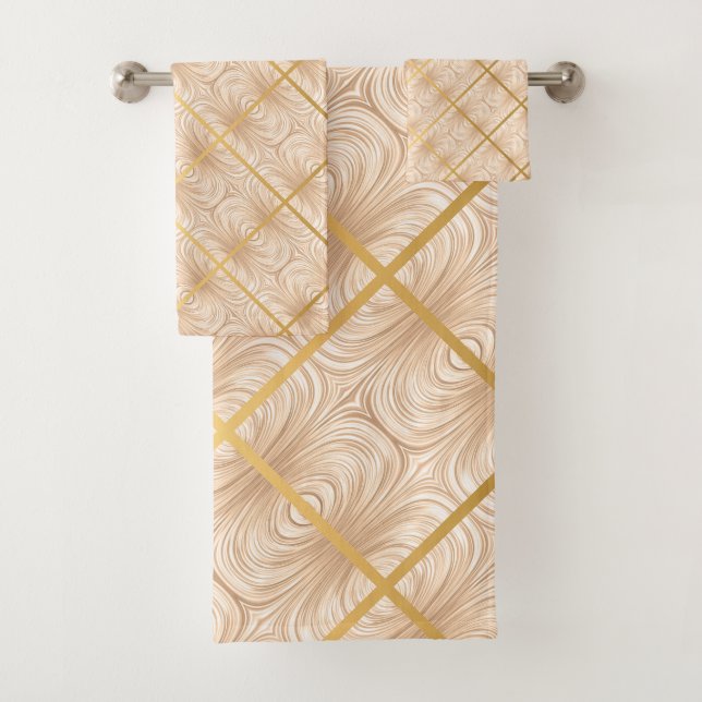 LUXE SATIN GOLD BRONZE BATHROOM TOWEL SET (Insitu)