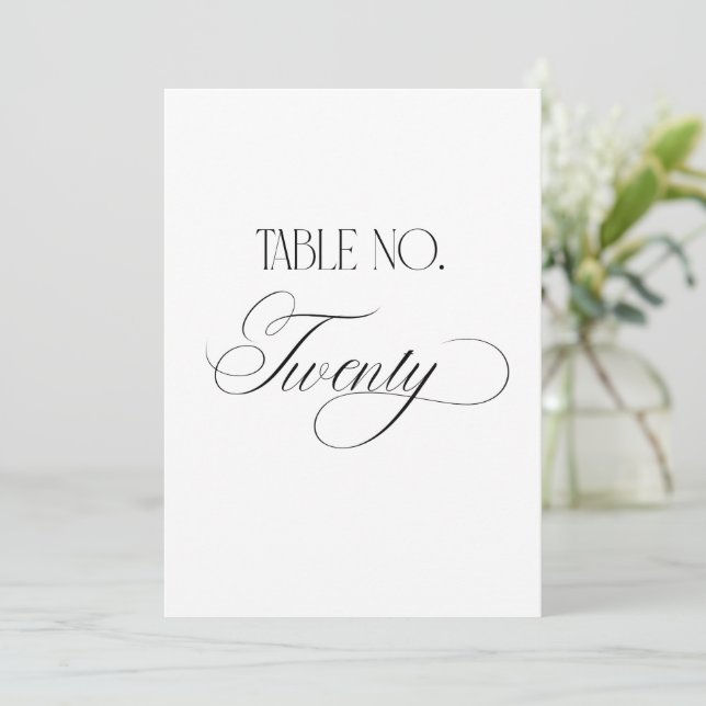 Luxe Script 5x7 Wedding Table Number Twenty Sign (Standing Front)