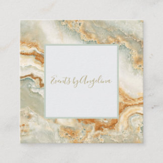 Luxe Seafoam Green Teal & Gold Agate Business Card