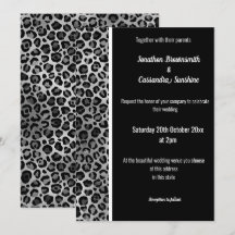 LUXE SILVER BLACK ANIMAL PRINT TRIM INVITATIONS 