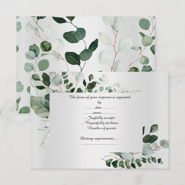 LUXE SILVER BOTANICAL RESPONSE CARD (Front/Back)